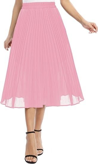 Pink Pleated Midi Skirt image 1